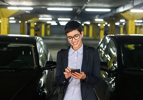 woman renting a car