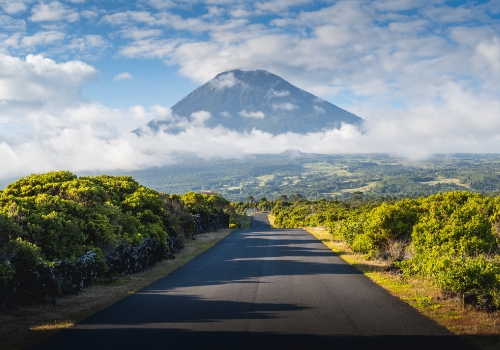 Road on Pico Island (Pico Mountain in the background)