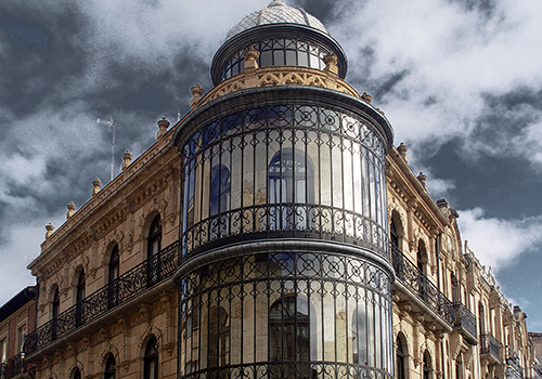 Stained glass façade in Salamanca